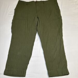 Old Navy 100% Cotton Soft Olive Green Slouchy Tapered Leg Pants Womens Sz 20 EUC